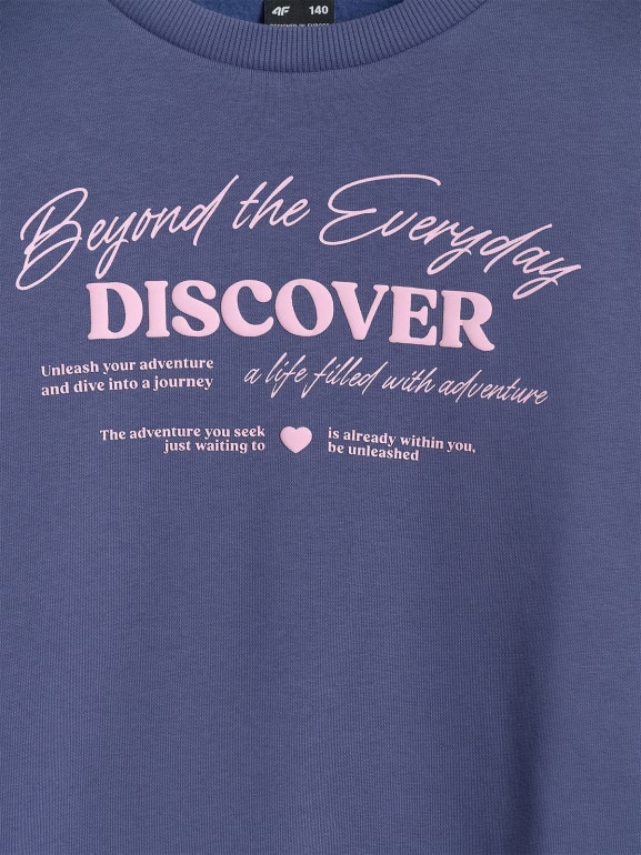 Dziewczęca bluza nierozpinana bez kaptura 4F 4FJRAW25TSWSF2428 - niebieska