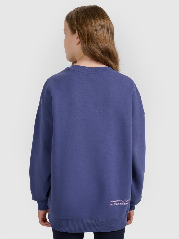 Dziewczęca bluza nierozpinana bez kaptura 4F 4FJRAW25TSWSF2428 - niebieska