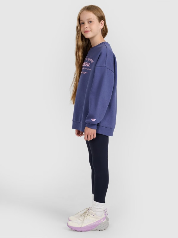 Dziewczęca bluza nierozpinana bez kaptura 4F 4FJRAW25TSWSF2428 - niebieska