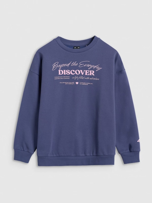 Dziewczęca bluza nierozpinana bez kaptura 4F 4FJRAW25TSWSF2428 - niebieska