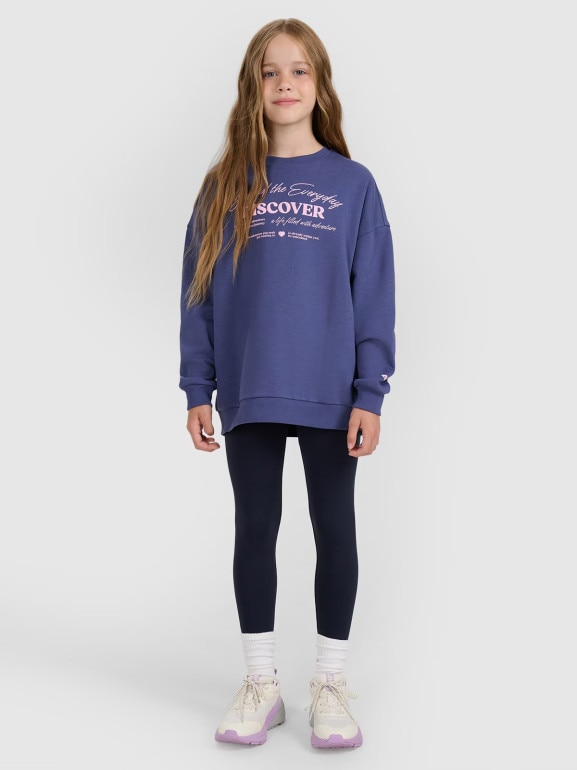 Dziewczęca bluza nierozpinana bez kaptura 4F 4FJRAW25TSWSF2428 - niebieska