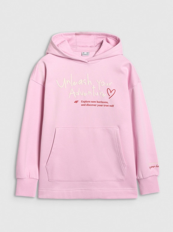 Dziewczęca bluza nierozpinana z kapturem 4F 4FJRAW25TSWSF2429 - różowa