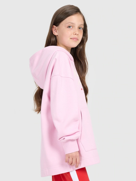 Dziewczęca bluza nierozpinana z kapturem 4F 4FJRAW25TSWSF2429 - różowa