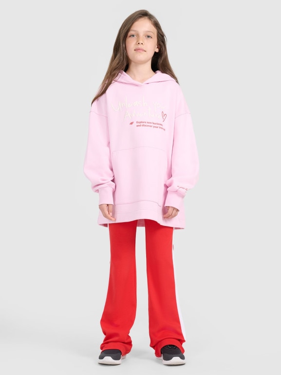 Dziewczęca bluza nierozpinana z kapturem 4F 4FJRAW25TSWSF2429 - różowa