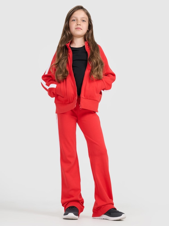 Dziewczęca bluza rozpinana bez kaptura 4F 4FJRAW25TSWSF2430 - czerwona