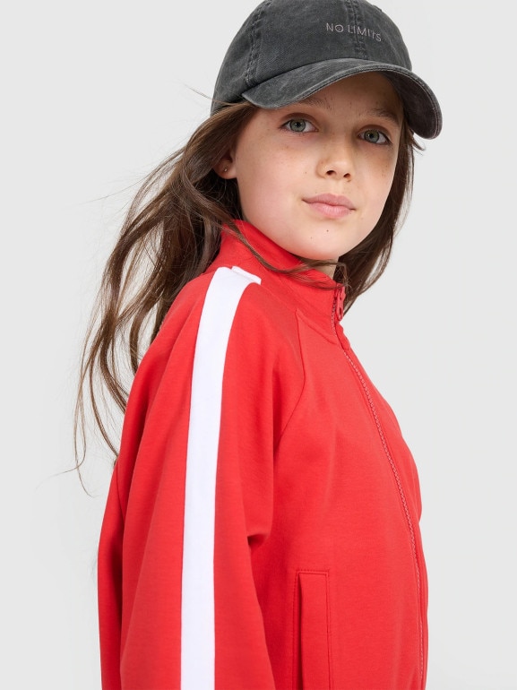 Dziewczęca bluza rozpinana bez kaptura 4F 4FJRAW25TSWSF2430 - czerwona