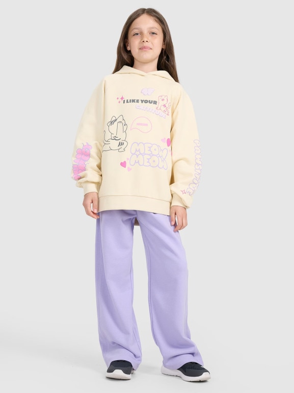 Dziewczęca bluza nierozpinana z kapturem 4F 4FJRAW25TSWSF2437 - żółta 