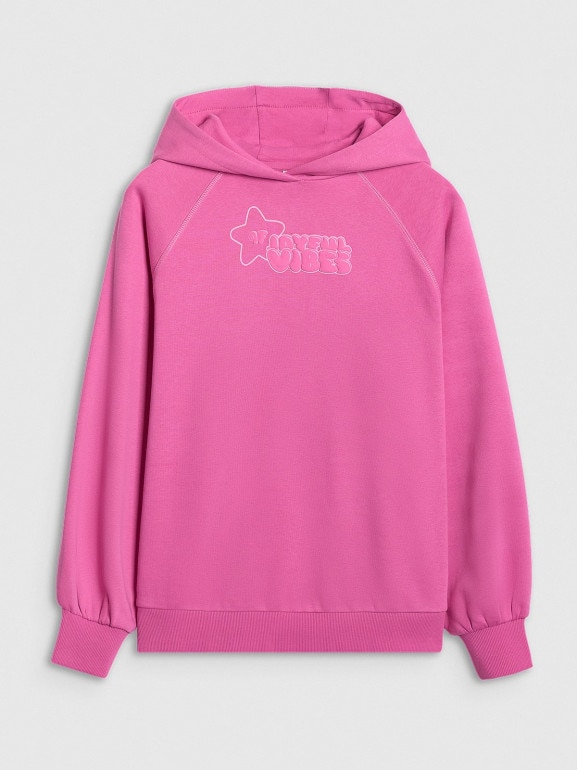 Dziewczęca bluza nierozpinana z kapturem 4F 4FJRAW25TSWSF2439 - różowa