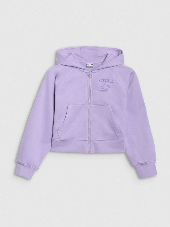 Dziewczęca bluza rozpinana z kapturem 4F 4FJRAW25TSWSF2440 - fioletowa