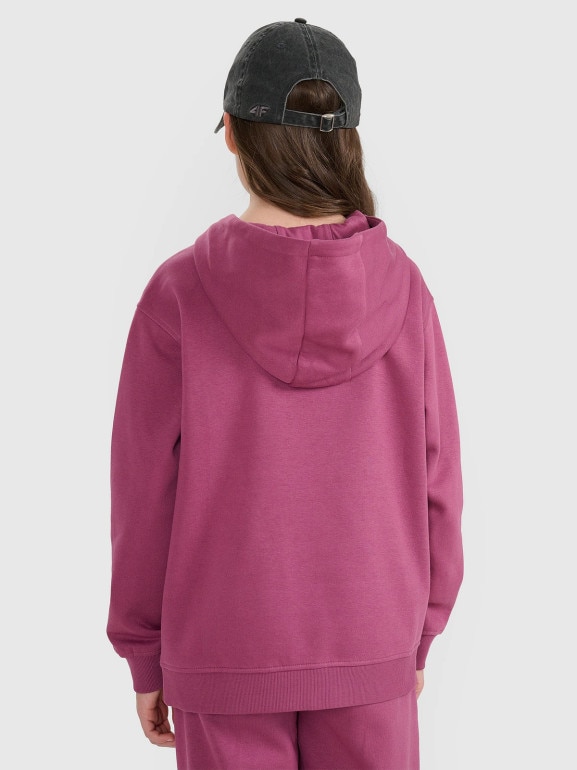 Dziewczęca bluza nierozpinana z kapturem 4F 4FJRAW25TSWSF2467 - fioletowa
