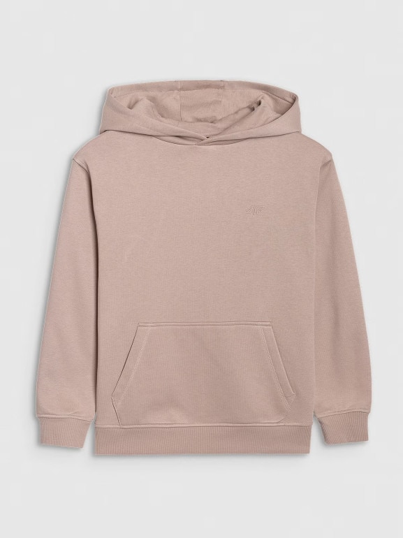Dziewczęca bluza nierozpinana z kapturem 4F 4FJRAW25TSWSF2467 - beżowa