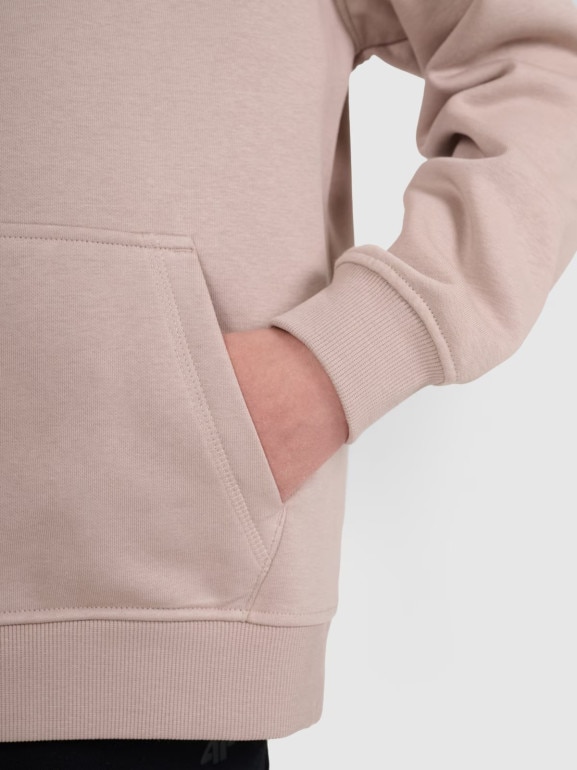 Dziewczęca bluza nierozpinana z kapturem 4F 4FJRAW25TSWSF2467 - beżowa