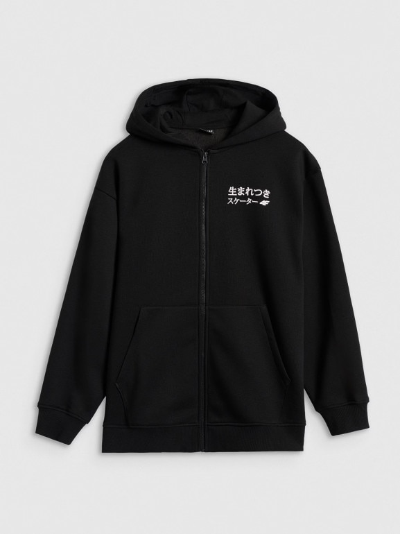 Dziewczęca bluza rozpinana z kapturem 4F 4FJRAW25TSWSF2516 - czarna