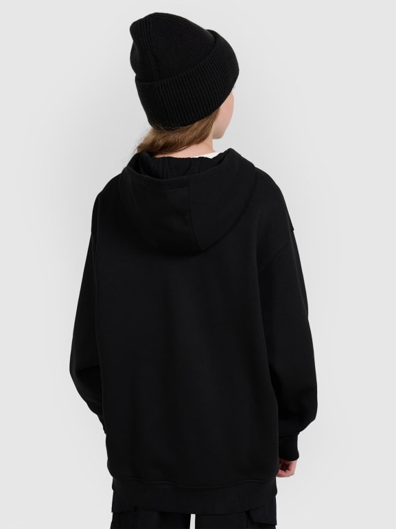 Dziewczęca bluza rozpinana z kapturem 4F 4FJRAW25TSWSF2516 - czarna