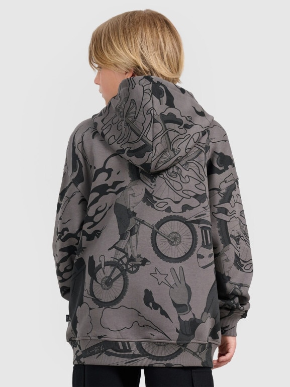 Chłopięca bluza nierozpinana z kapturem 4F 4FJRAW25TSWSM2343 - szara