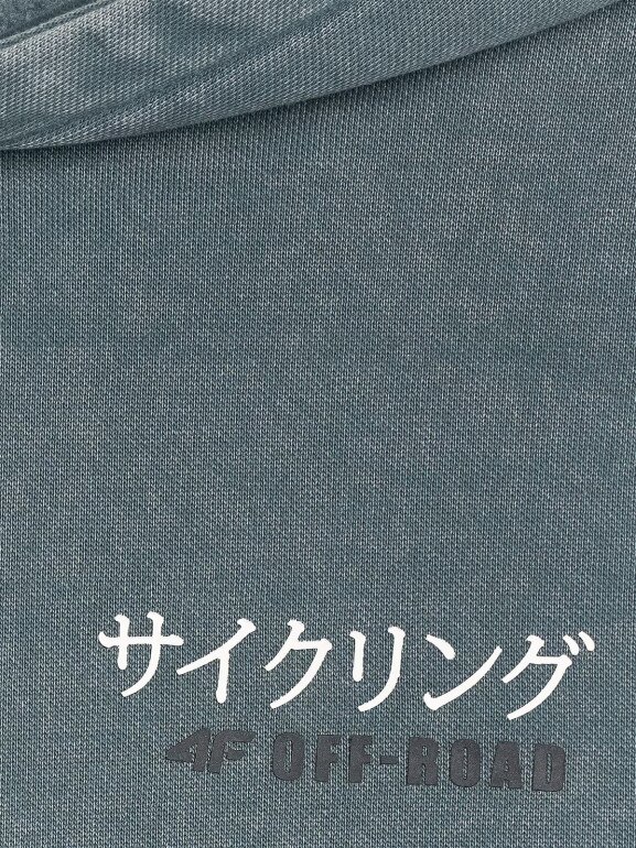 Chłopięca bluza nierozpinana z kapturem 4F 4FJRAW25TSWSM2344 - turkusowa