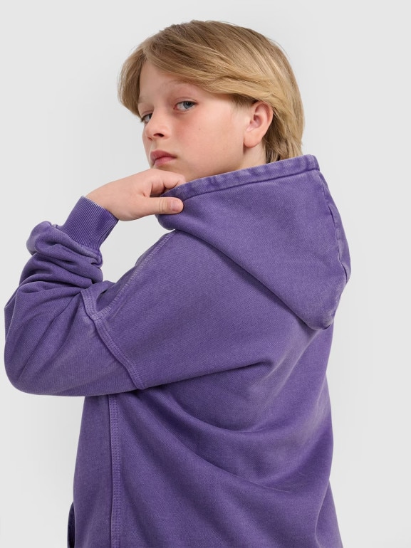 Chłopięca bluza nierozpinana z kapturem 4F 4FJRAW25TSWSM2344 - fioletowa