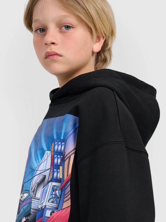 Chłopięca bluza nierozpinana z kapturem 4F 4FJRAW25TSWSM2345 - czarna