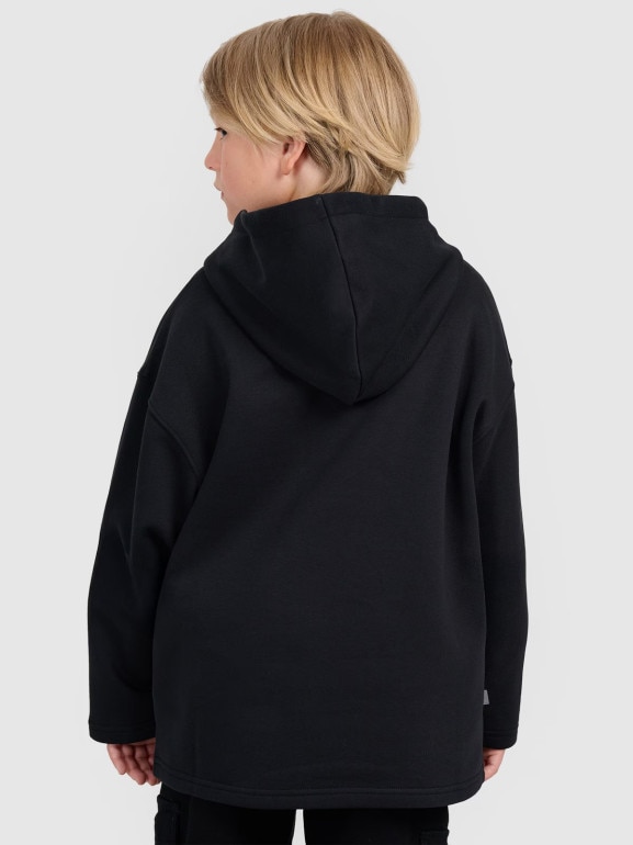 Chłopięca bluza nierozpinana z kapturem 4F 4FJRAW25TSWSM2345 - czarna