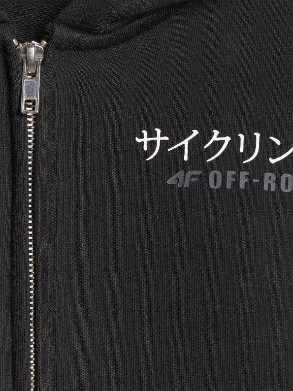 Chłopięca bluza rozpinana z kapturem 4F 4FJRAW25TSWSM2346 - czarna