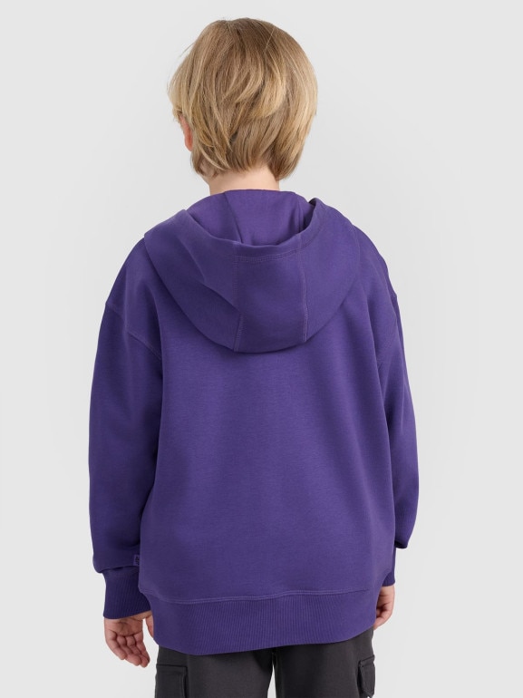 Chłopięca bluza rozpinana z kapturem 4F 4FJRAW25TSWSM2346 - fioletowa