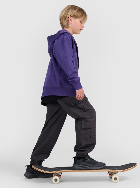 Chłopięca bluza rozpinana z kapturem 4F 4FJRAW25TSWSM2346 - fioletowa