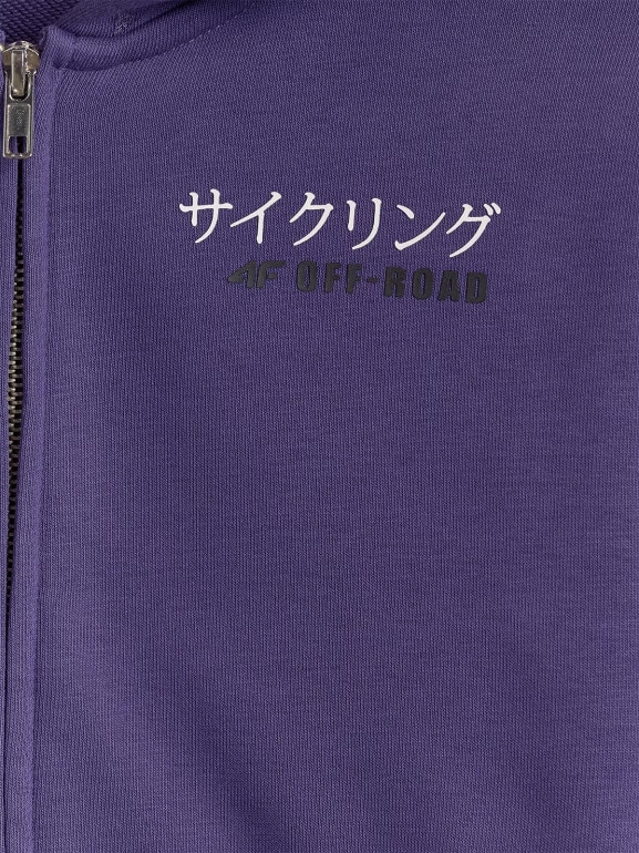 Chłopięca bluza rozpinana z kapturem 4F 4FJRAW25TSWSM2346 - fioletowa