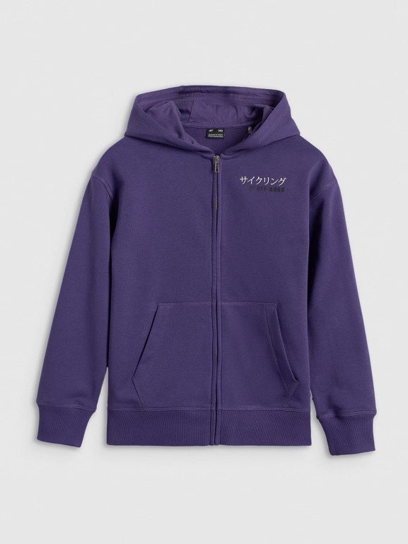 Chłopięca bluza rozpinana z kapturem 4F 4FJRAW25TSWSM2346 - fioletowa