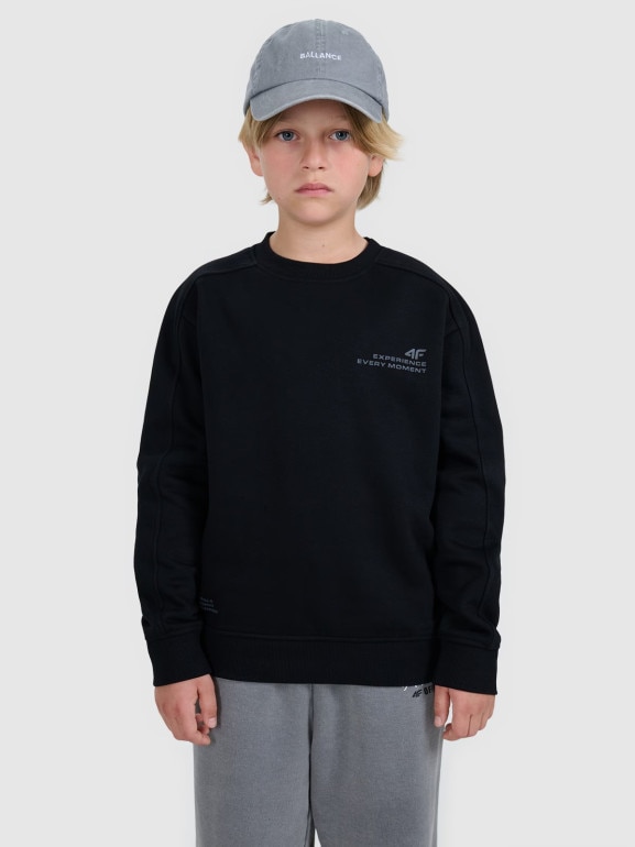 Chłopięca bluza nierozpinana bez kaptura 4F 4FJRAW25TSWSM2413 - czarna