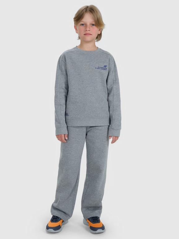 Chłopięca bluza nierozpinana bez kaptura 4F 4FJRAW25TSWSM2413 - szara