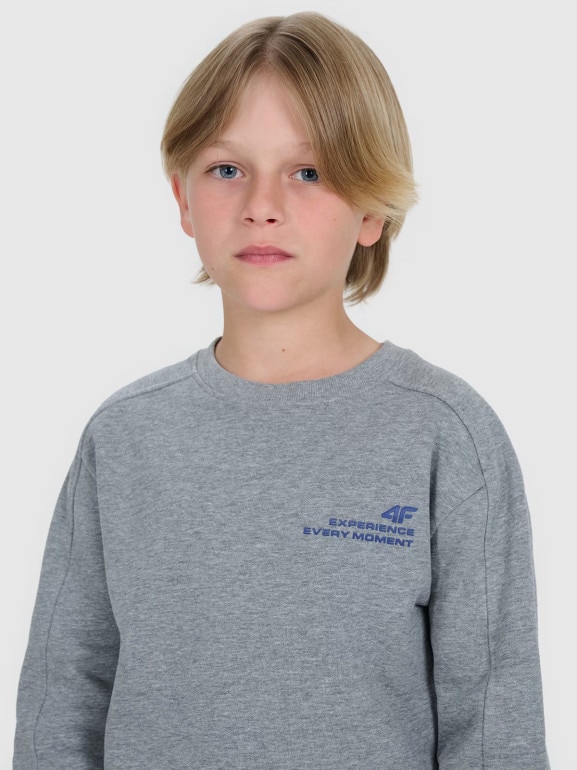 Chłopięca bluza nierozpinana bez kaptura 4F 4FJRAW25TSWSM2413 - szara
