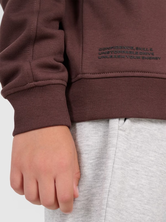 Chłopięca bluza nierozpinana bez kaptura 4F 4FJRAW25TSWSM2413 - brązowa