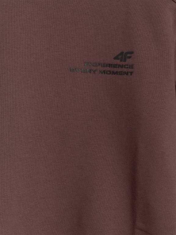 Chłopięca bluza nierozpinana bez kaptura 4F 4FJRAW25TSWSM2413 - brązowa