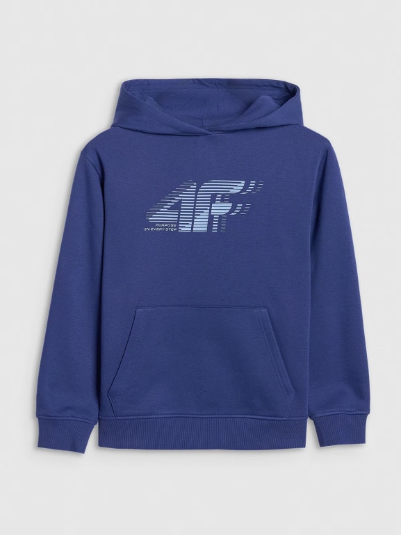 Chłopięca bluza nierozpinana z kapturem 4F 4FJRAW25TSWSM2414 - granatowa