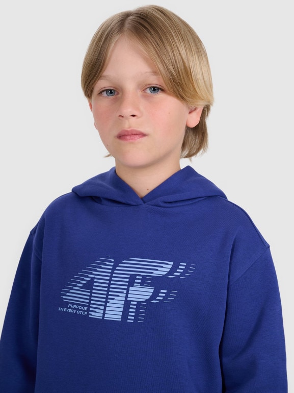 Chłopięca bluza nierozpinana z kapturem 4F 4FJRAW25TSWSM2414 - granatowa
