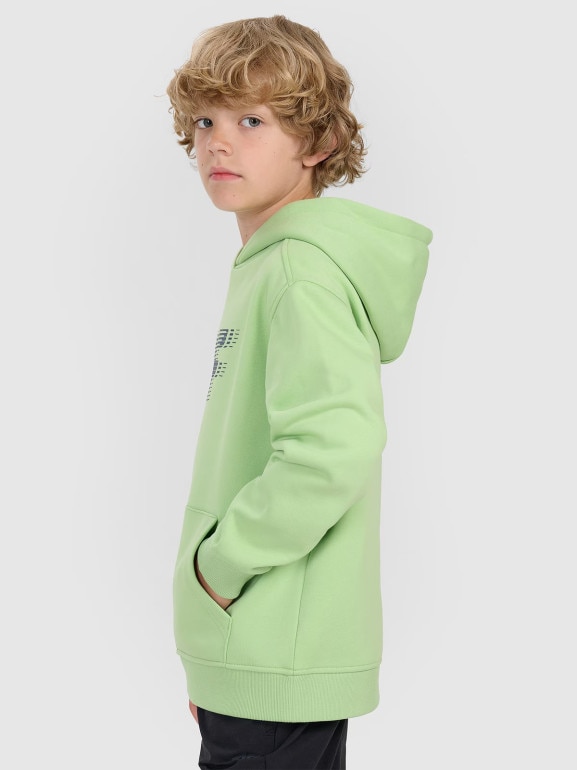 Chłopięca bluza nierozpinana z kapturem 4F 4FJRAW25TSWSM2414 - zielona