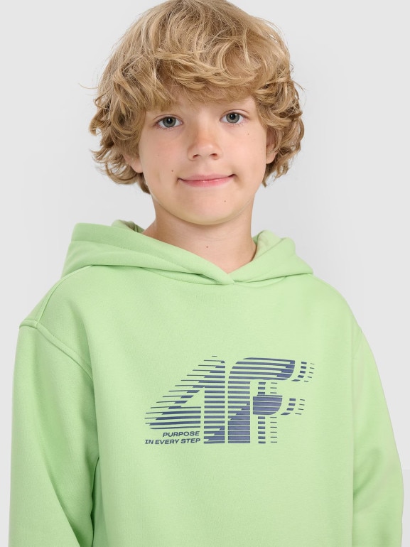 Chłopięca bluza nierozpinana z kapturem 4F 4FJRAW25TSWSM2414 - zielona