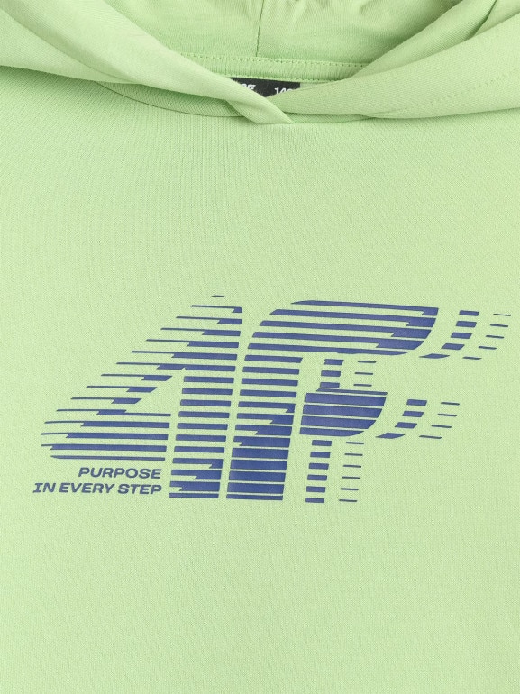 Chłopięca bluza nierozpinana z kapturem 4F 4FJRAW25TSWSM2414 - zielona