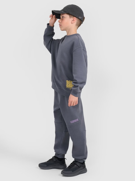 Chłopięca bluza nierozpinana bez kaptura 4F 4FJRAW25TSWSM2448 - szara