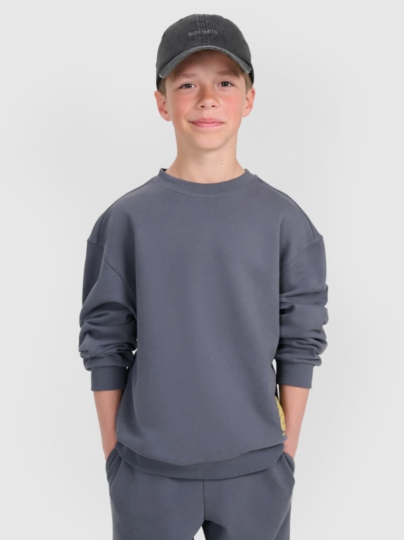 Chłopięca bluza nierozpinana bez kaptura 4F 4FJRAW25TSWSM2448 - szara