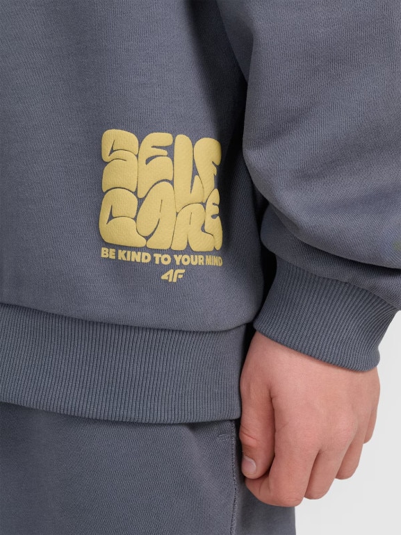 Chłopięca bluza nierozpinana bez kaptura 4F 4FJRAW25TSWSM2448 - szara