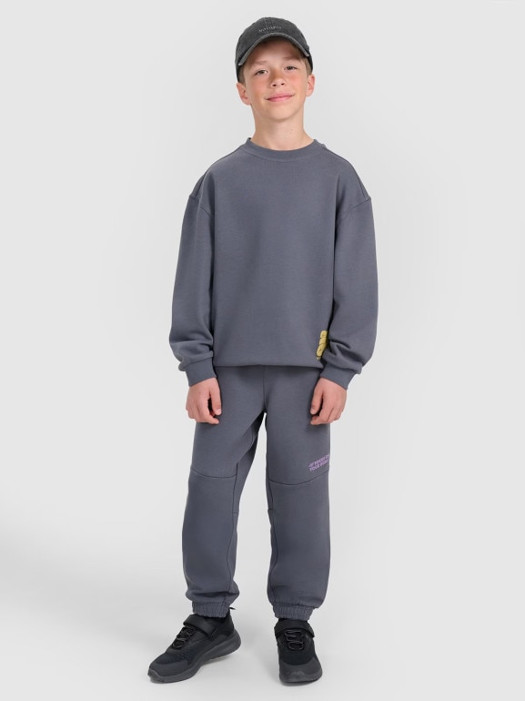 Chłopięca bluza nierozpinana bez kaptura 4F 4FJRAW25TSWSM2448 - szara
