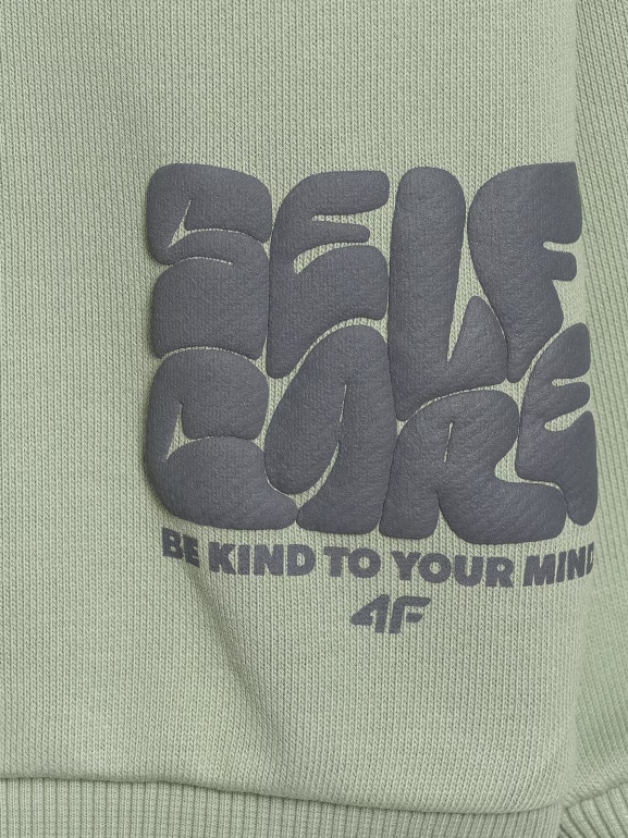 Chłopięca bluza nierozpinana bez kaptura 4F 4FJRAW25TSWSM2448 - oliwkowa