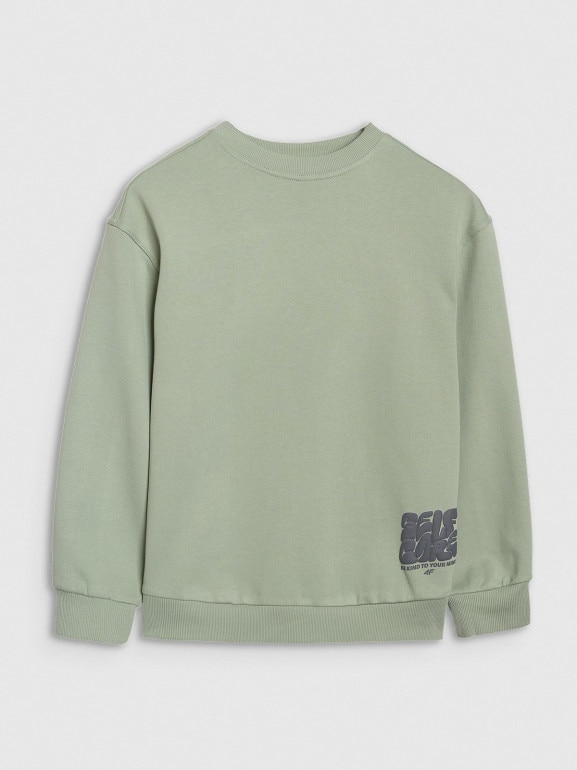 Chłopięca bluza nierozpinana bez kaptura 4F 4FJRAW25TSWSM2448 - oliwkowa