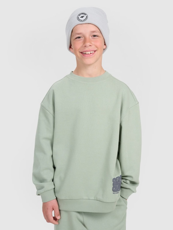 Chłopięca bluza nierozpinana bez kaptura 4F 4FJRAW25TSWSM2448 - oliwkowa