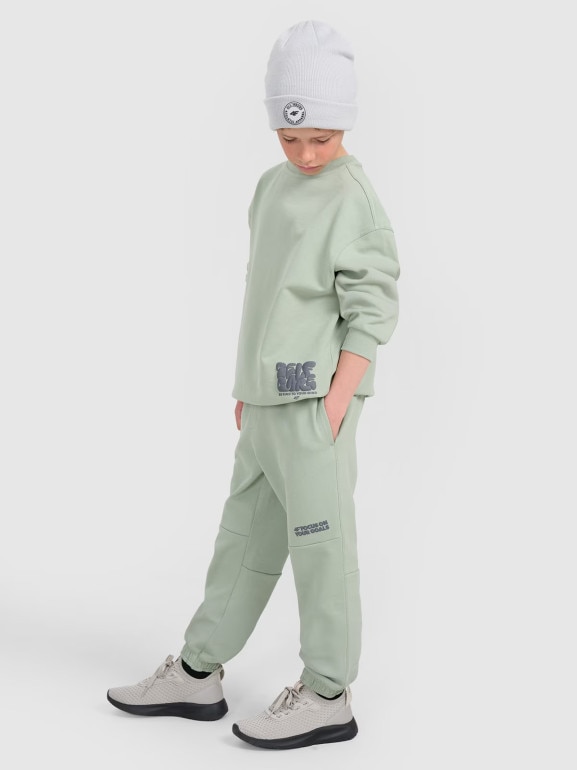 Chłopięca bluza nierozpinana bez kaptura 4F 4FJRAW25TSWSM2448 - oliwkowa