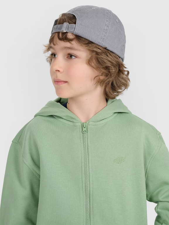 Chłopięca bluza rozpinana z kapturem 4F 4FJRAW25TSWSM2488 - turkusowa