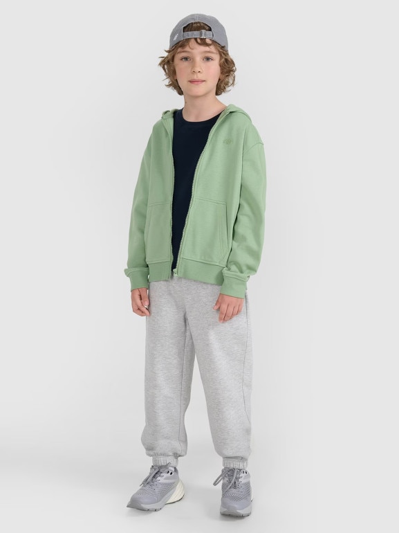 Chłopięca bluza rozpinana z kapturem 4F 4FJRAW25TSWSM2488 - turkusowa