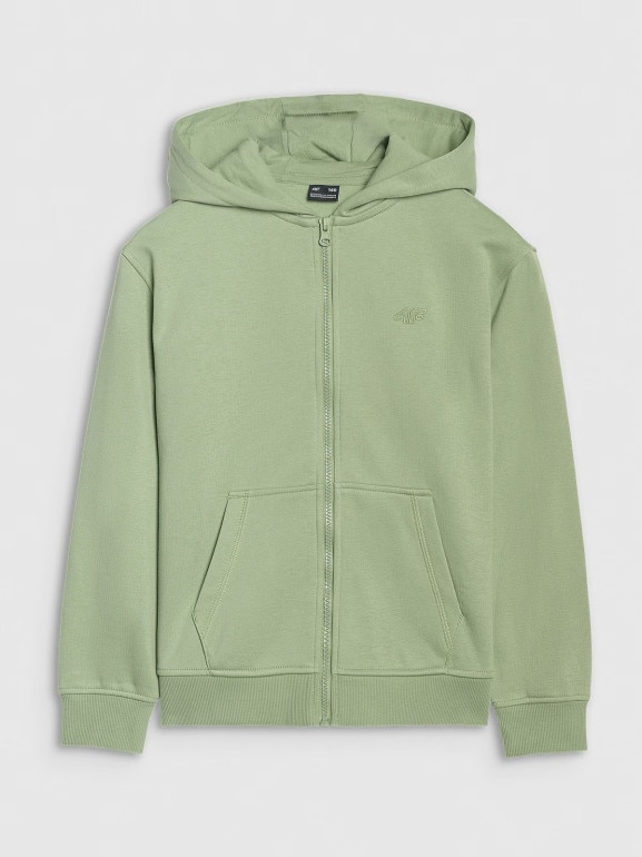 Chłopięca bluza rozpinana z kapturem 4F 4FJRAW25TSWSM2488 - turkusowa