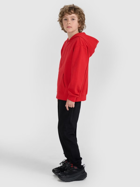 Chłopięca bluza rozpinana z kapturem 4F 4FJRAW25TSWSM2488 - czerwona